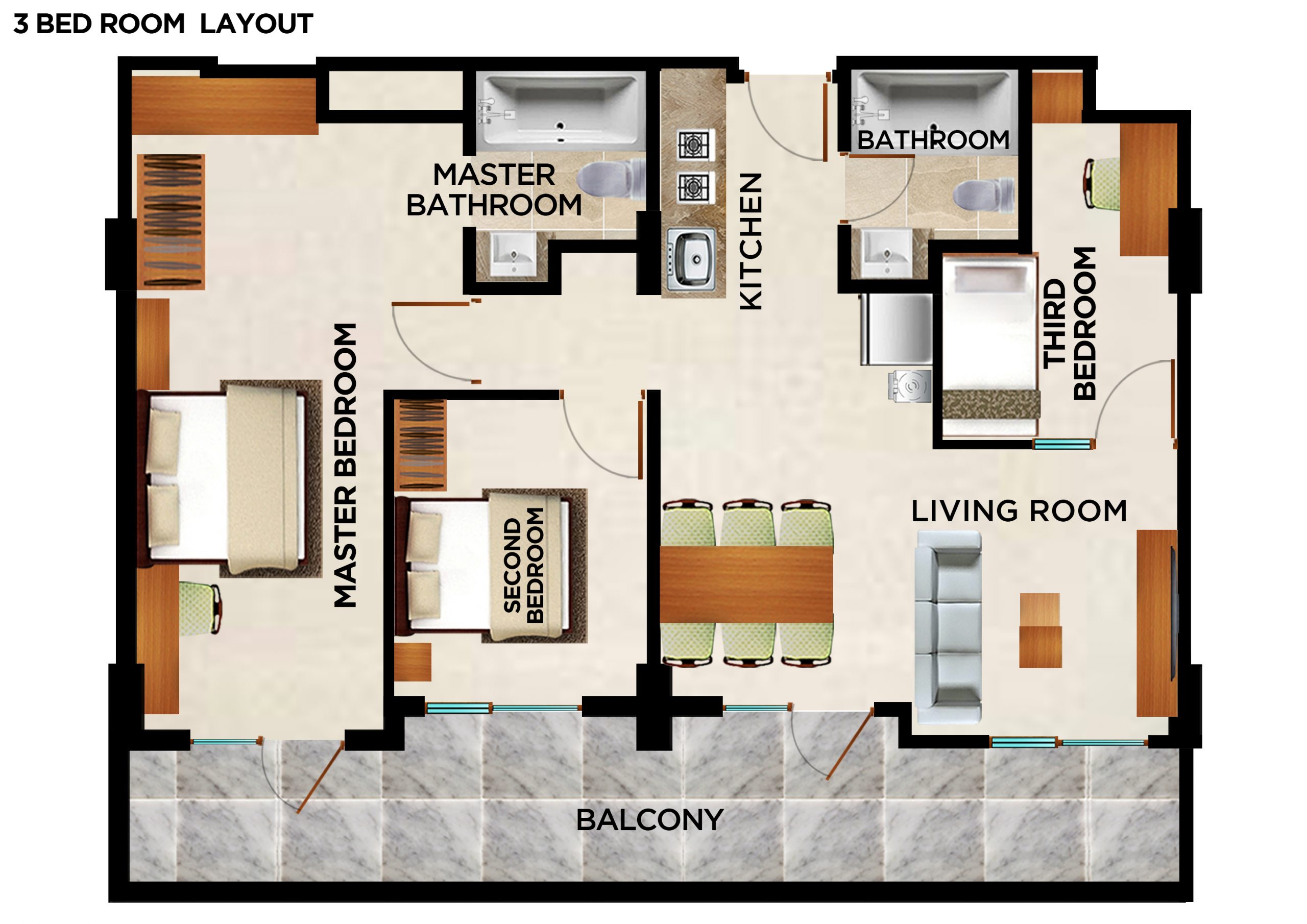 3 Bedroom 3 Bedroom